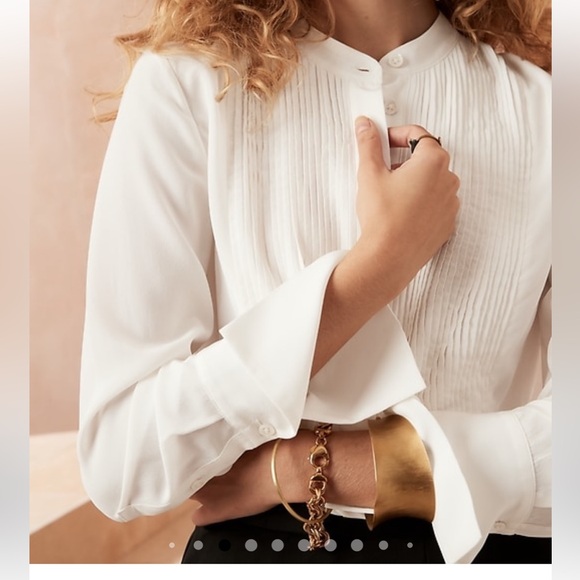 Banana republic silk tuxedo blouse - Picture 2 of 10